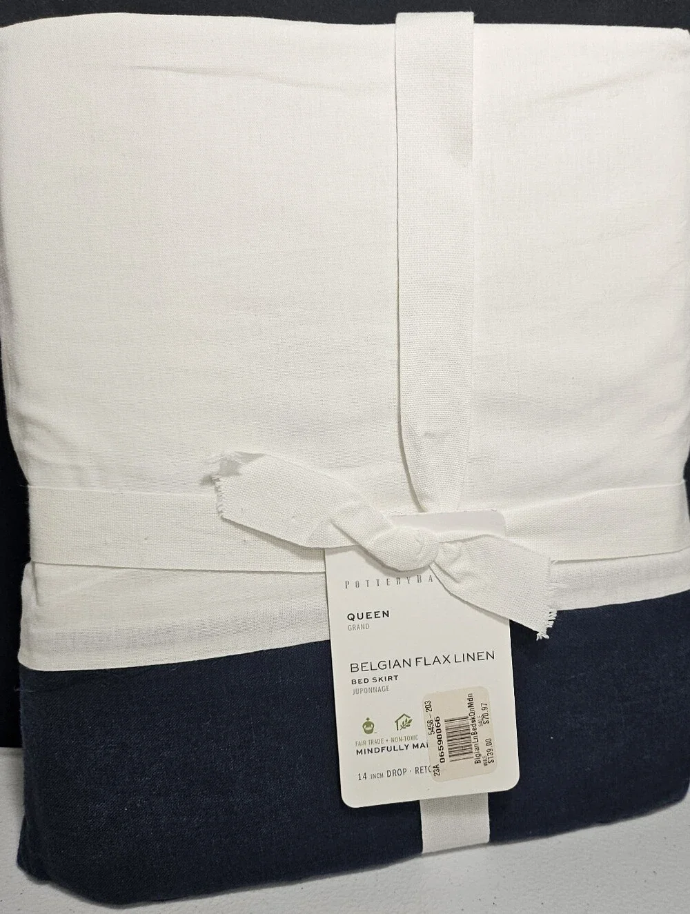 Pottery Barn Belgian Flax Linen QUEEN Bed Skirt 14